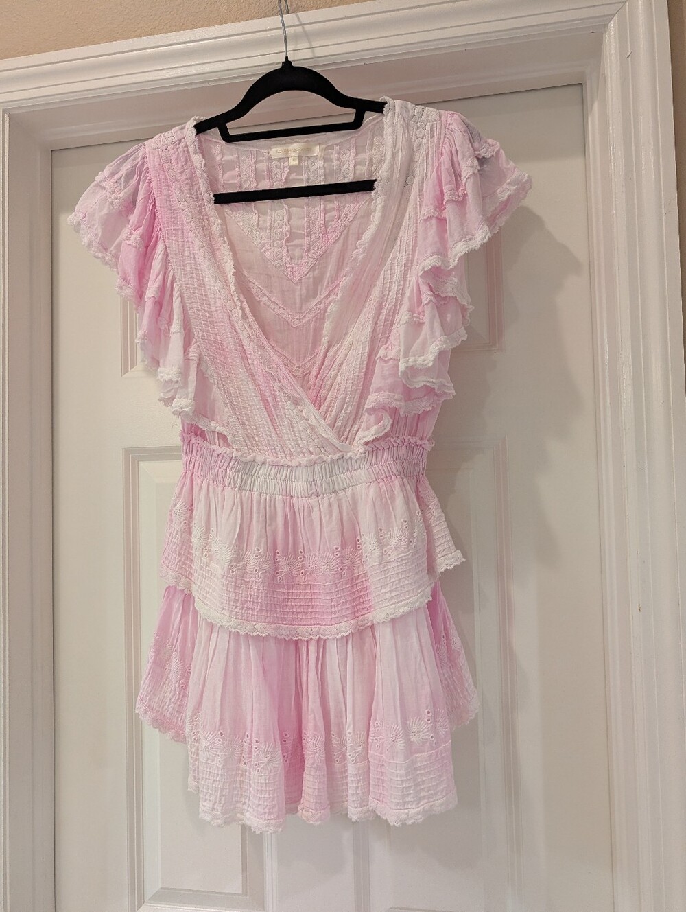 Love Shack Fancy Pink Lace Cotton Mini Dress Size XS - Picture 2 of 6